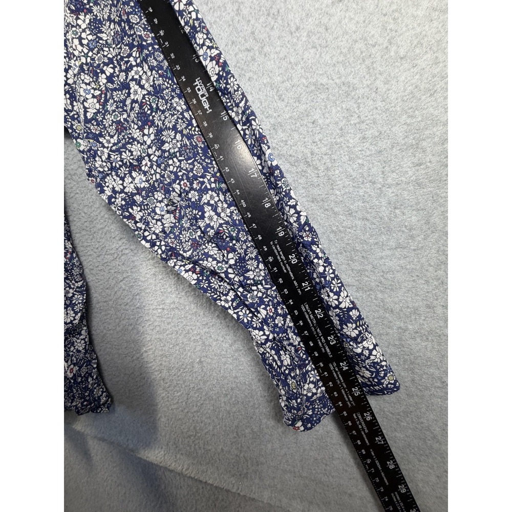 Old Navy Blouse Womens 4X Blue Floral Henley Long Sleeve Tunic Plus Top - Picture 9 of 11